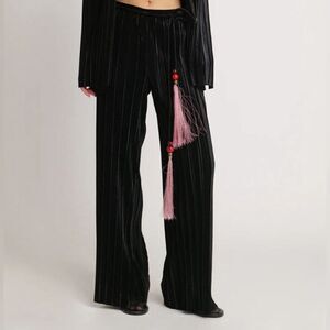 NEW Sabina Musayev X Madewell Lotem Pleated Velvet Trousers Black Size‎ M